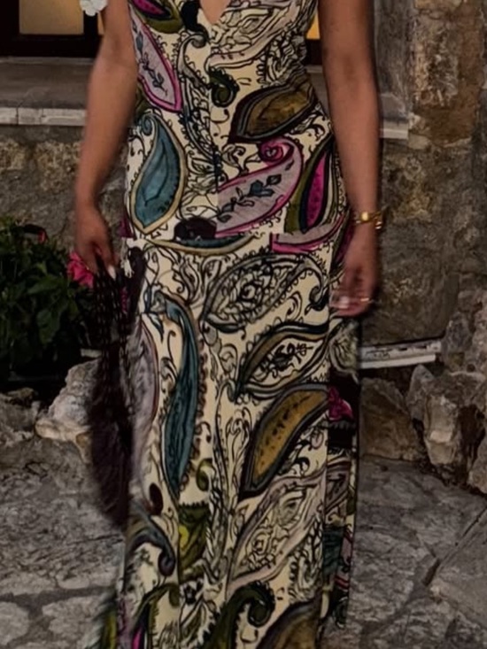 Zara Dresses & Skirts - Zara Cream Maxi Dress with Multicolor Paisley Print